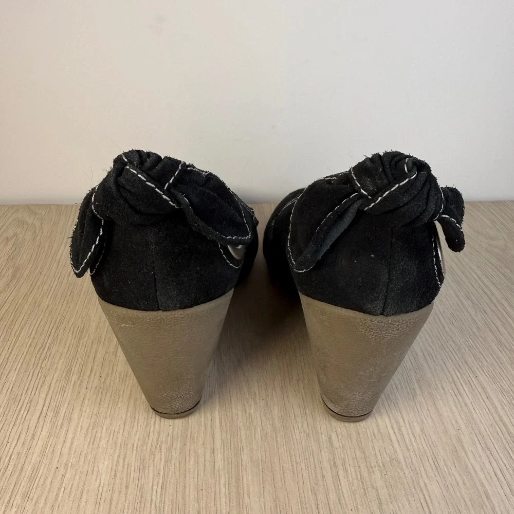 Nine West Black Haircalf Wedge Pumps Career Office Work Dress Comfort Heels